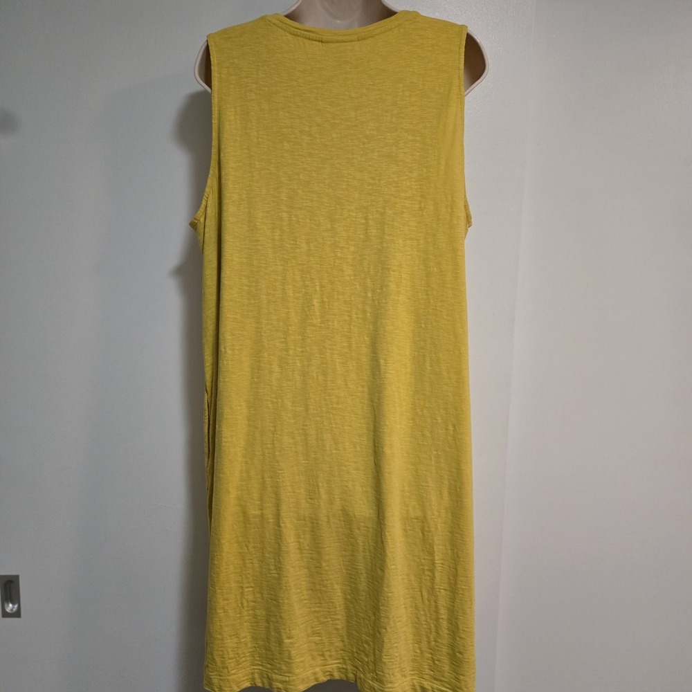J. Jill Petite Sz PXL Yellow Slub Knit Cotton Sleeveless Pocket Dress Cover-up - Picture 4 of 6